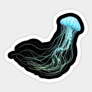 Glowing light blue jellyfish illustration Sticker